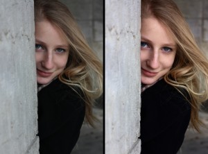 exemple effet du raw portrait RAW avant/après photo portrait femme rue développement
