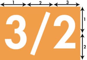 Ratio d'aspect 3/2. Illustration du format d'image pour la composition photo et vidéo.