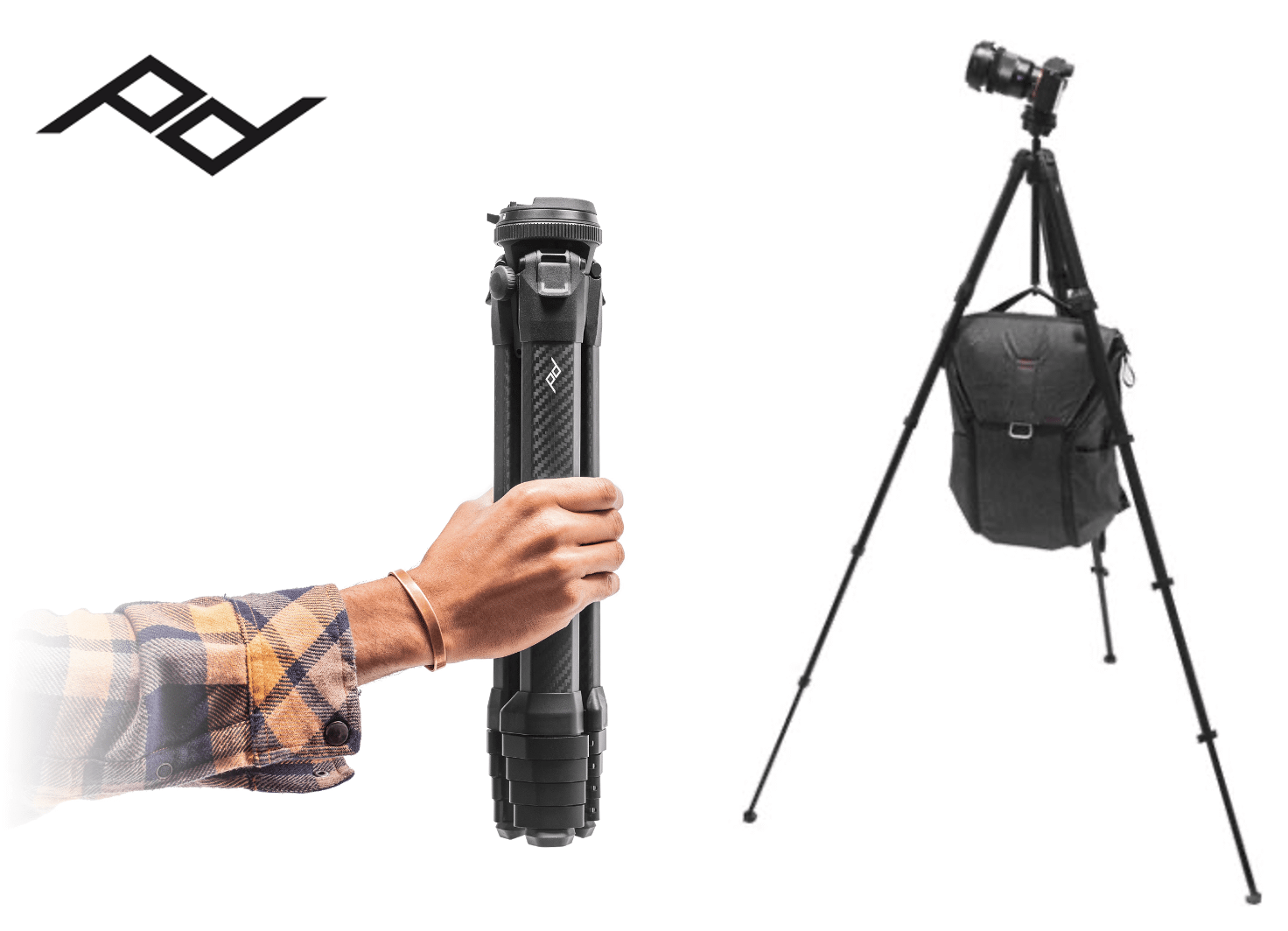 Trépied Voyage Carbone Peak Design Travel Tripod - Léger, Compact, Pour Appareil Photo, Smartphone, Caméscope