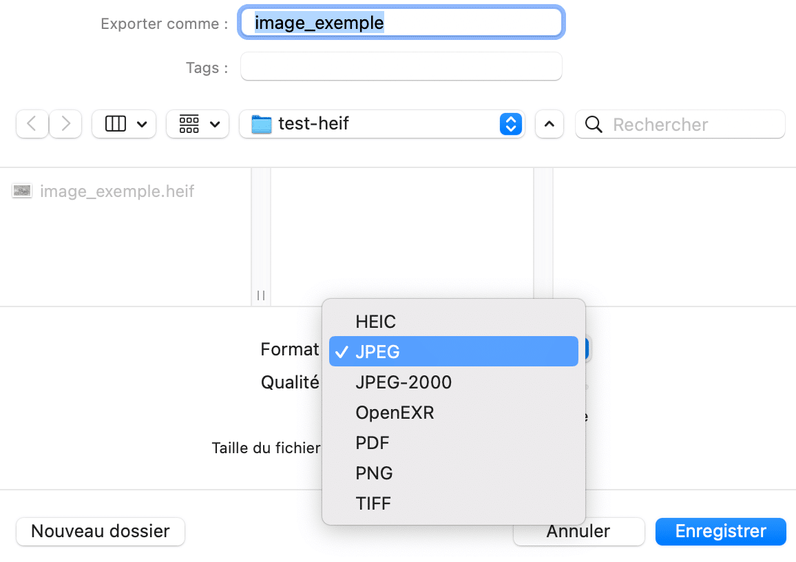 Conversion HEIC en JPG sous macOS