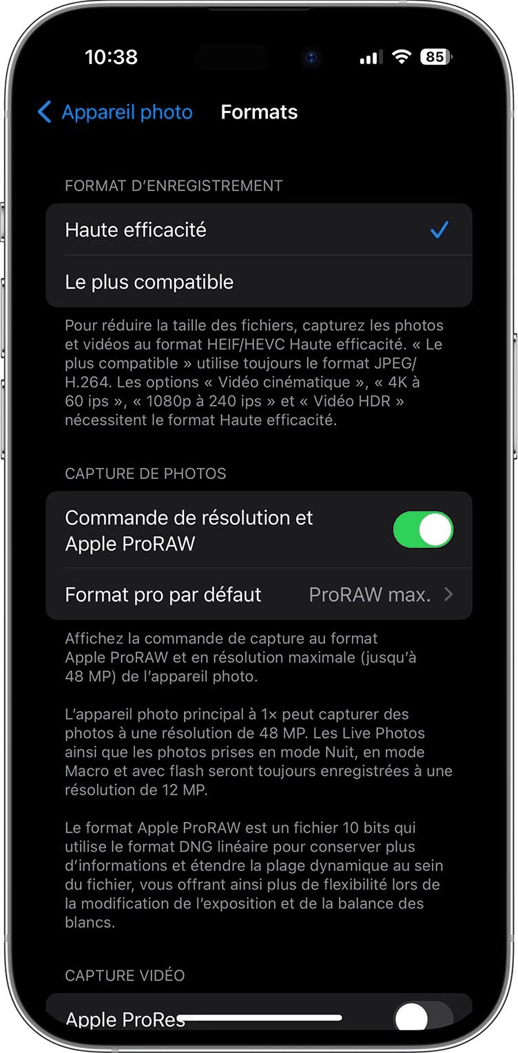 HEIC sur iPhone