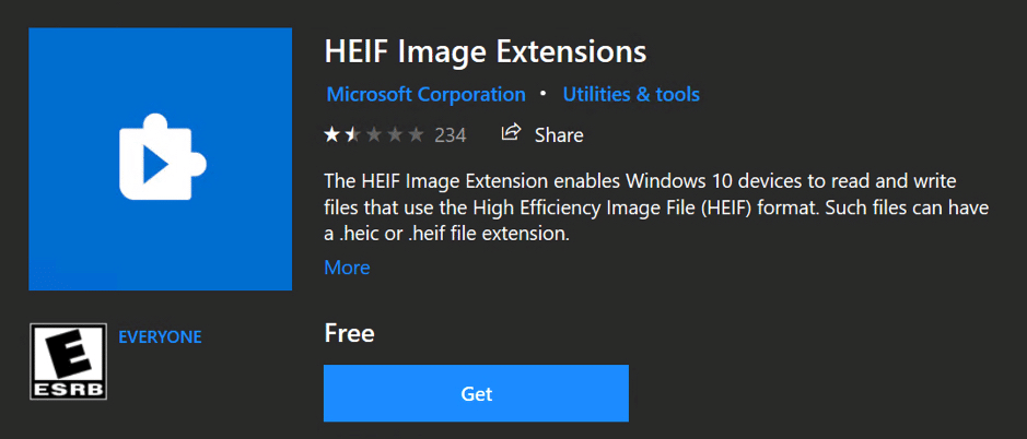 Extension HEIC pour Windows