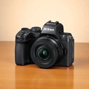 Nikon Z50 II avec objectif Nikkor 16-50mm, appareil photo hybride noir.