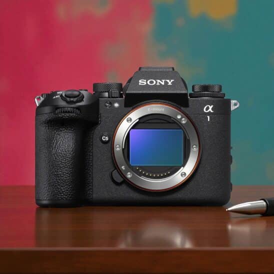 Sony A1 II vue de face. Appareil photo hybride plein format avec monture E pour une qualité d'image exceptionnelle.