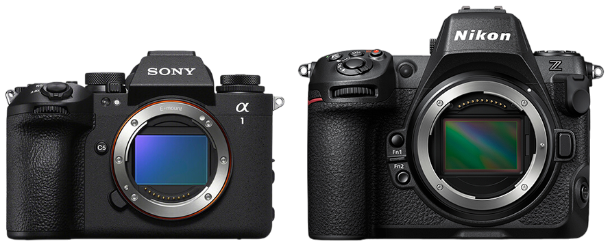 Sony A1 II et Nikon Z8 face à face. Comparaison des appareils photo hybrides plein format pour photographes professionnels.