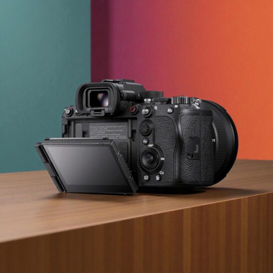 Vue arrière du Sony A1 II avec écran LCD articulé. Appareil photo numérique professionnel haute performance.