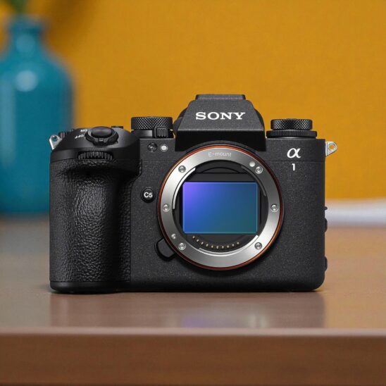 Sony A1 II vue de face. Appareil photo numérique hybride plein format haut de gamme, monture E. Performance et qualité d'image exceptionnelles.