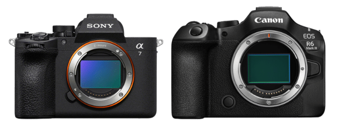 Comparaison des appareils photo Sony A7 V et Canon EOS R6 Mark III. Analyse des différences et similitudes pour choisir le meilleur.