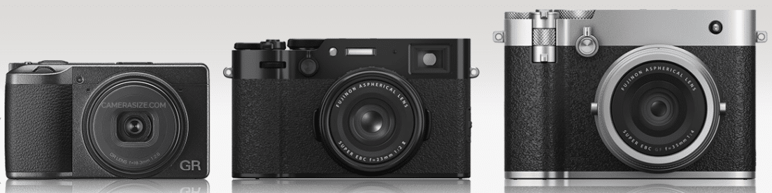 Évolution des appareils photo: Comparaison de trois appareils photo numériques compacts de marques différentes.