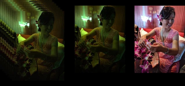 Photo Google Pixel : femme souriante avec des fleurs. L'évolution du marché de la photographie avec les smartphones.