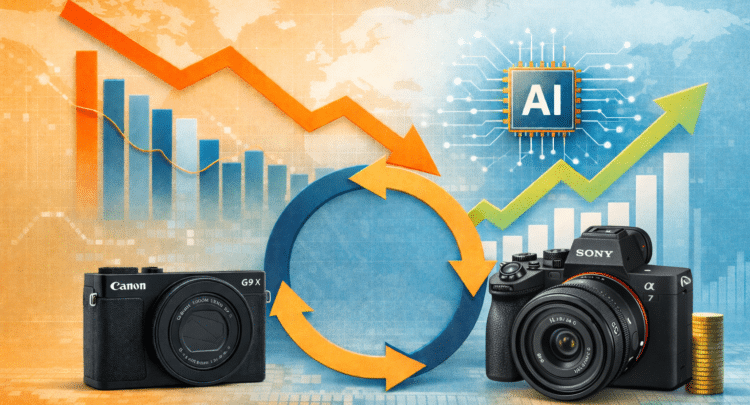 L'évolution du marché photo: Canon, Sony, IA, graphiques de croissance et déclin. Numérique en mutation.