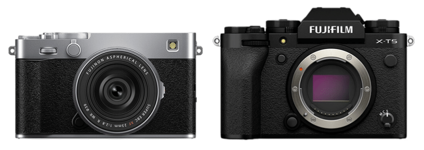 Fujifilm X-E5 et X-T5: Comparaison des appareils photo hybrides. Design rétro et performances modernes Fujifilm.
