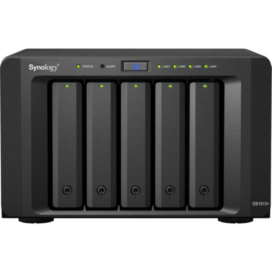 Synology DS1513+ à 5 baies pour sauvegarde de photos. Solution NAS fiable pour la sécurité des données.