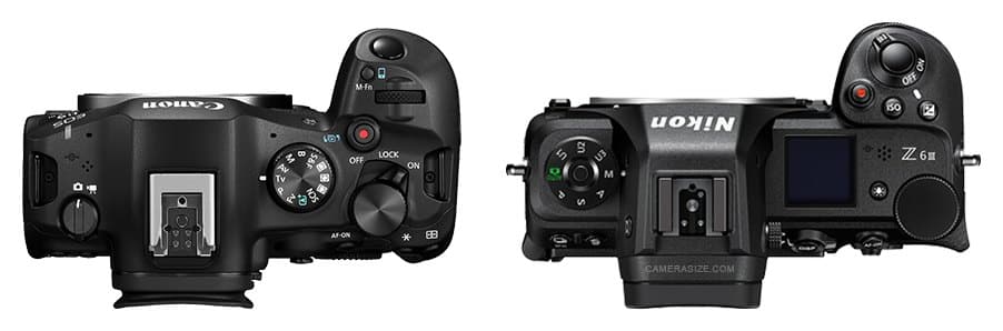 Canon EOS R6 Mark III et Nikon Z6 III côte à côte (comparaison de taille)