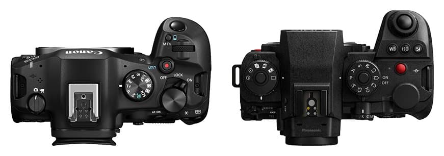 Canon EOS R6 Mark III et Panasonic Lumix S1 II côte à côte (comparaison de taille)
