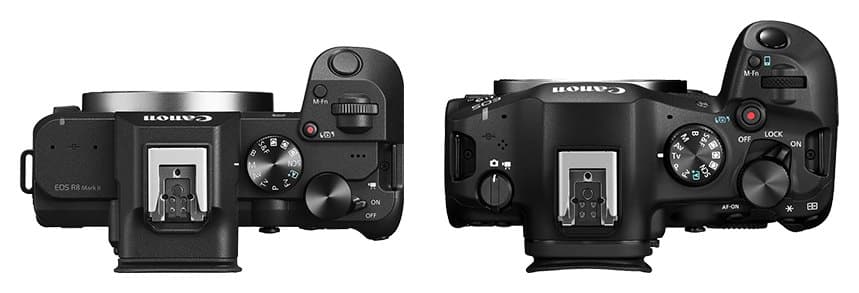Canon EOS R8 Mark II et Canon EOS R6 Mark III côte à côte (comparaison de taille)