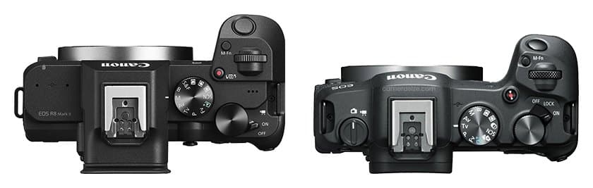 Canon EOS R8 Mark II et Canon EOS R8 côte à côte (comparaison de taille)