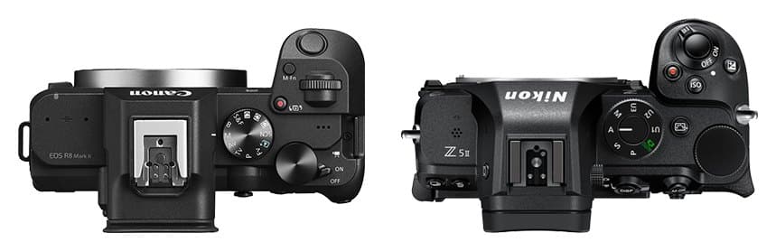 Canon EOS R8 Mark II et Nikon Z5 II côte à côte (comparaison de taille)