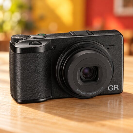 Ricoh GR IV vu de trois quarts