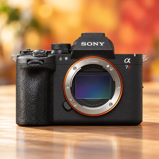 Sony A7R VI vu de face, monture E ouverte sur son capteur de 67 Mpx
