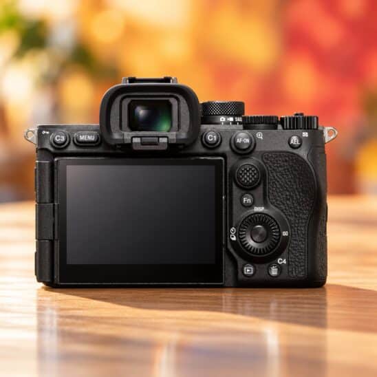 Dos du Sony A7R VI avec son viseur, son écran, son joystick et sa molette arrière